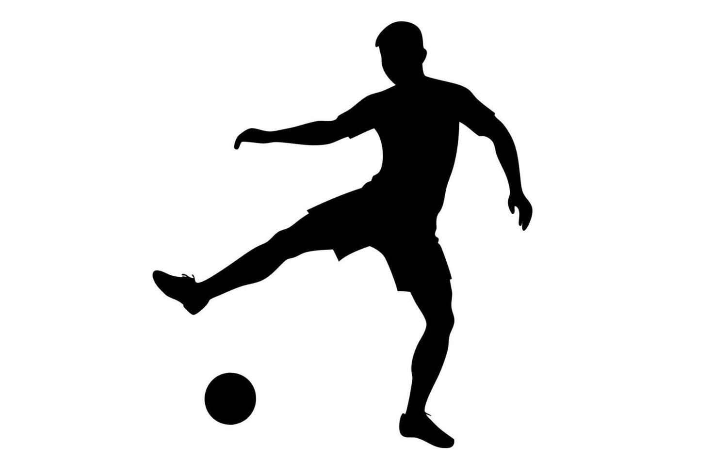 Dynamic illustration of a soccer player with football, perfect for sports-themed designs. Silhouette style ideal for logos, icons vector