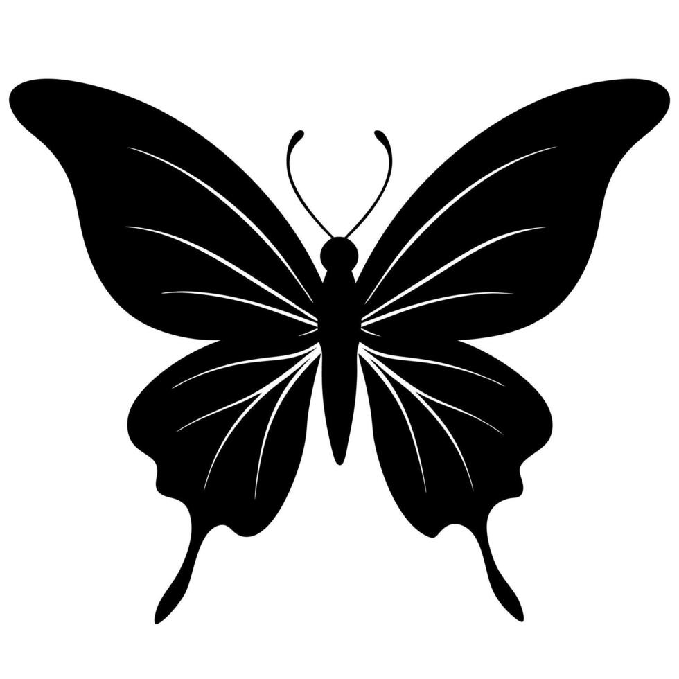 Beautiful silhouette of a flying butterfly icon, perfect for illustrations and graphic designs. This elegant design captures the delicate nature of butterflies in a stylish vector