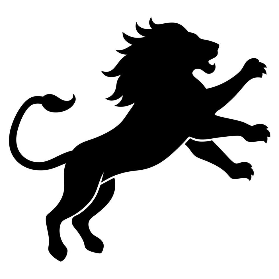 Dynamic Lion Jump Silhouette Design vector