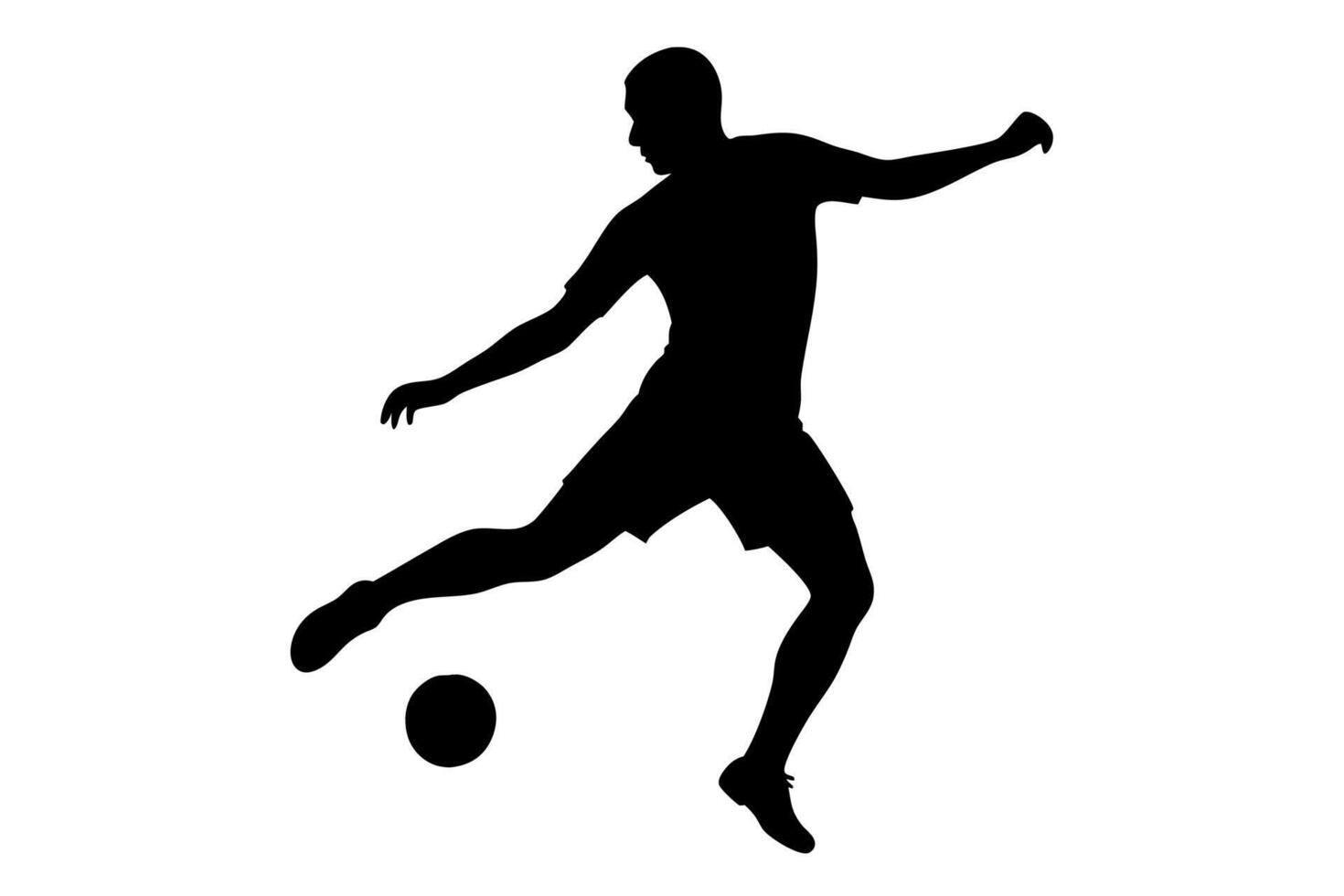 Active soccer player with football in silhouette, perfect for dynamic sports logos. vector