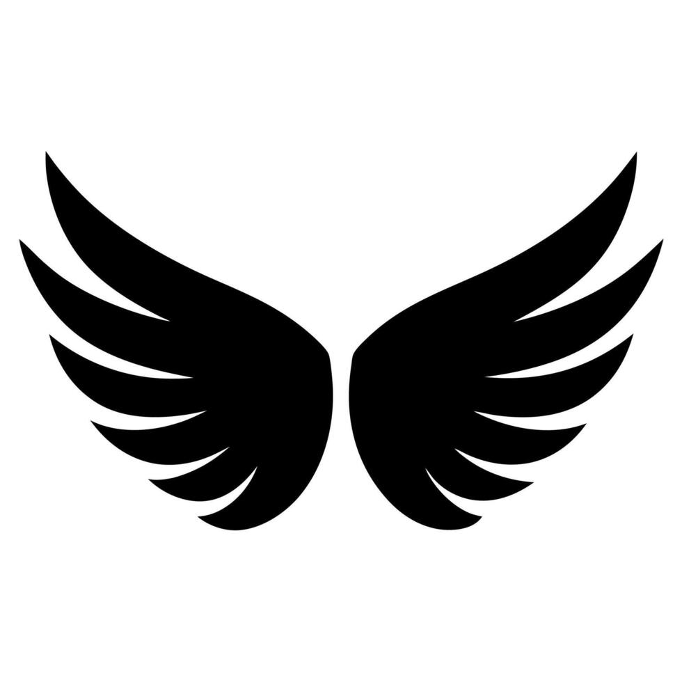 Find a gorgeous silhouette of wings icon, perfect for infusing elegance into your work. This high-quality illustration fits multiple creative needs vector