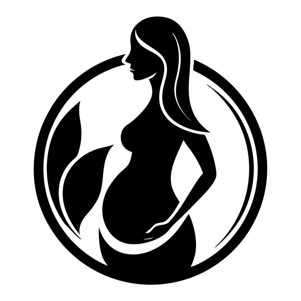 Silhouette of Pregnant Woman Logo Design for Happy Mother Day Joyful Illustration vector