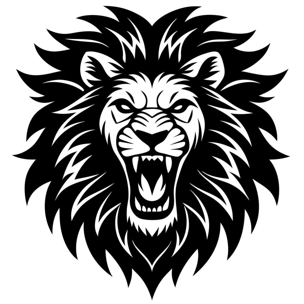 Bold Angry Lion Roar Graphic Wild Animal Art vector