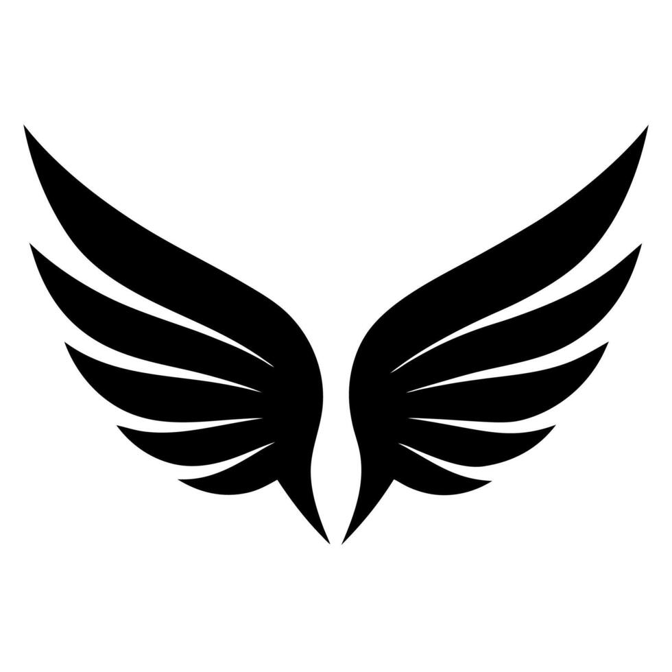 Elegant Black Winged Silhouette on Pure White Canvas vector