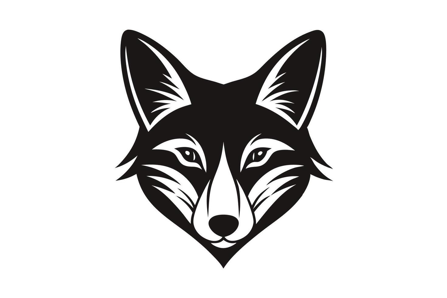 Detailed Fox Head with Decorative Background Art vector