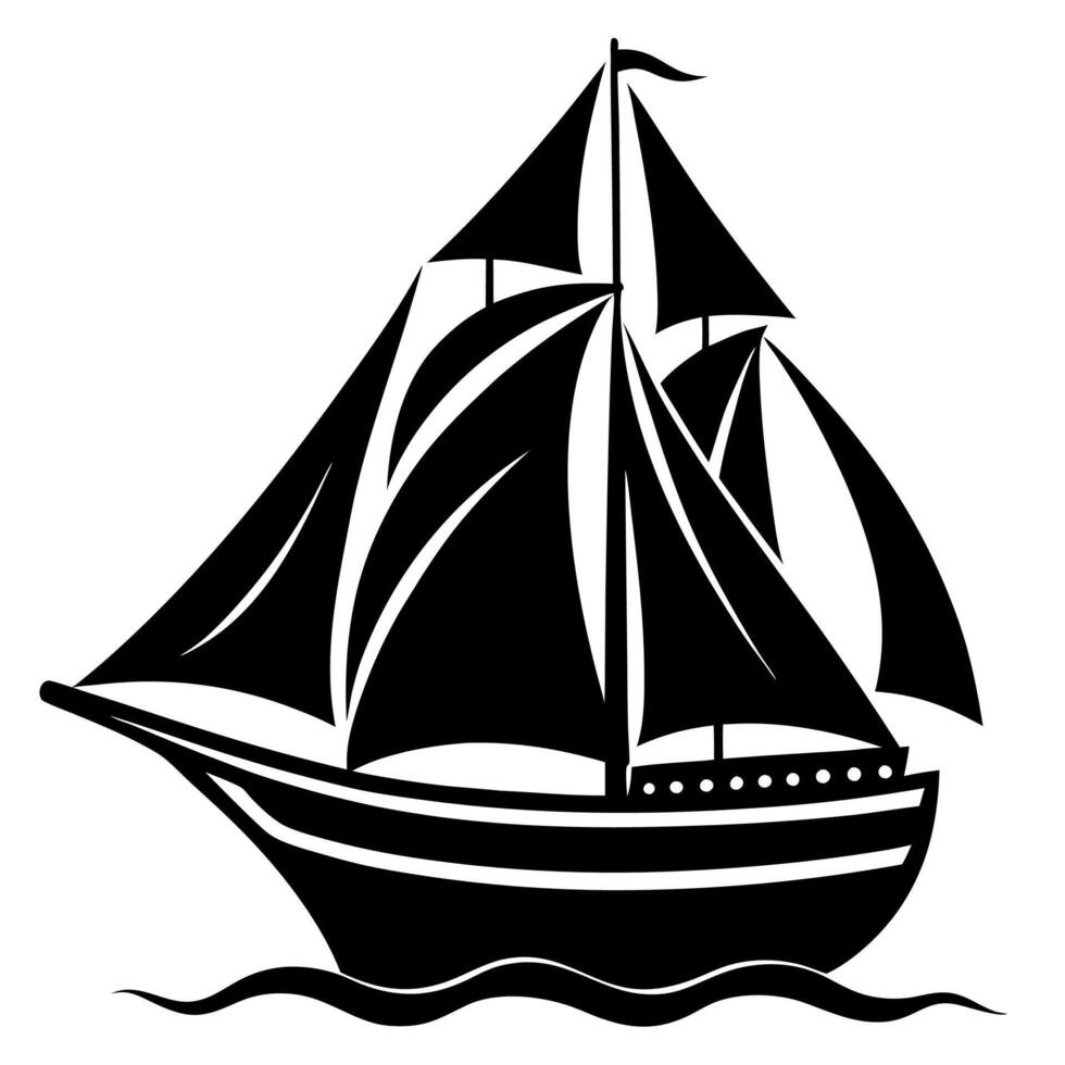 Hand Drawn Sailboat Illustration Design for Nautical Prints and Marine Art vector