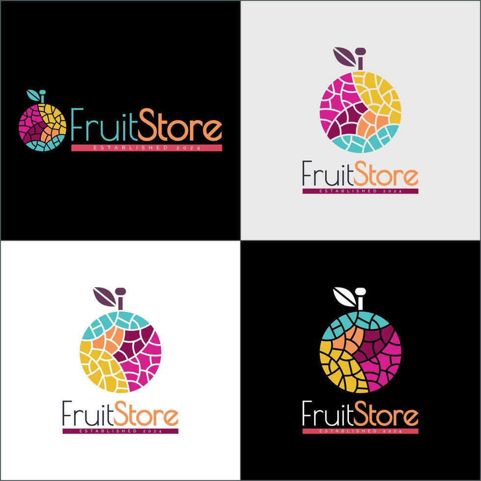 fruits store colourful abstract melons modern logo set template design vector