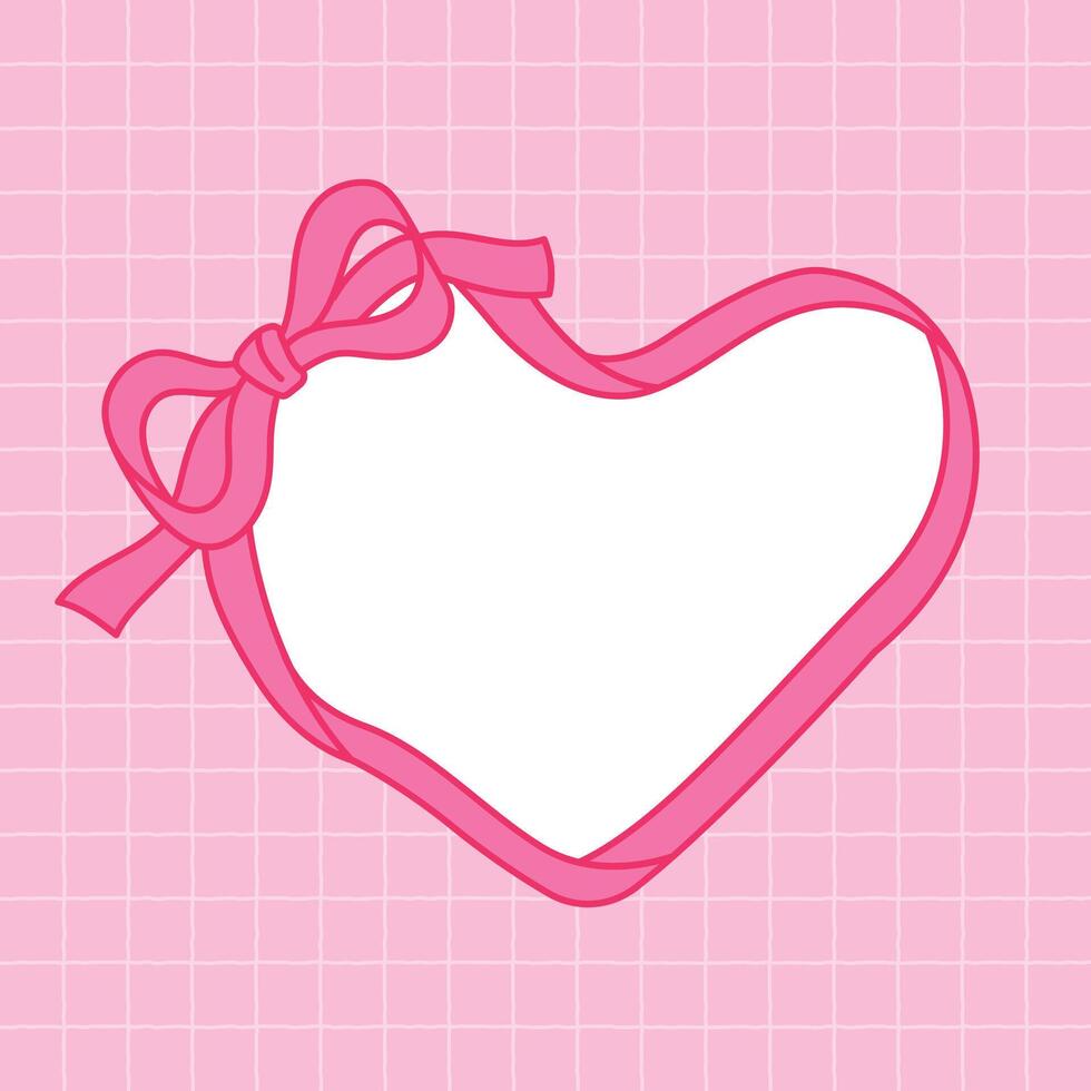 Coquette pink bow ribbon Border heart shape vector