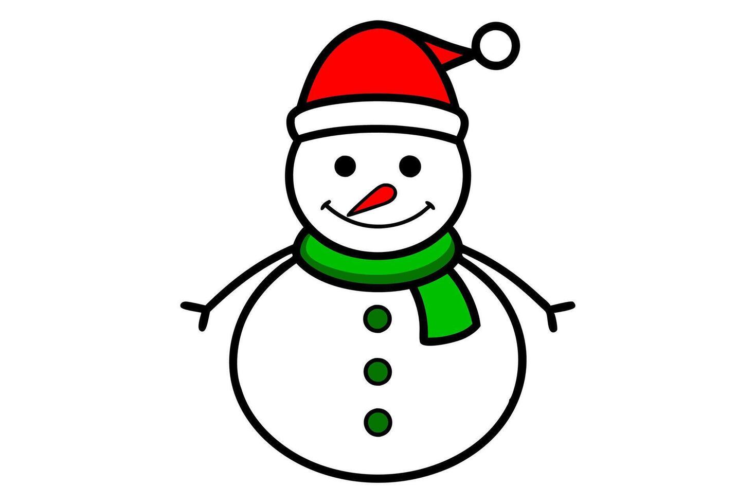 Snowman line art illustration vector