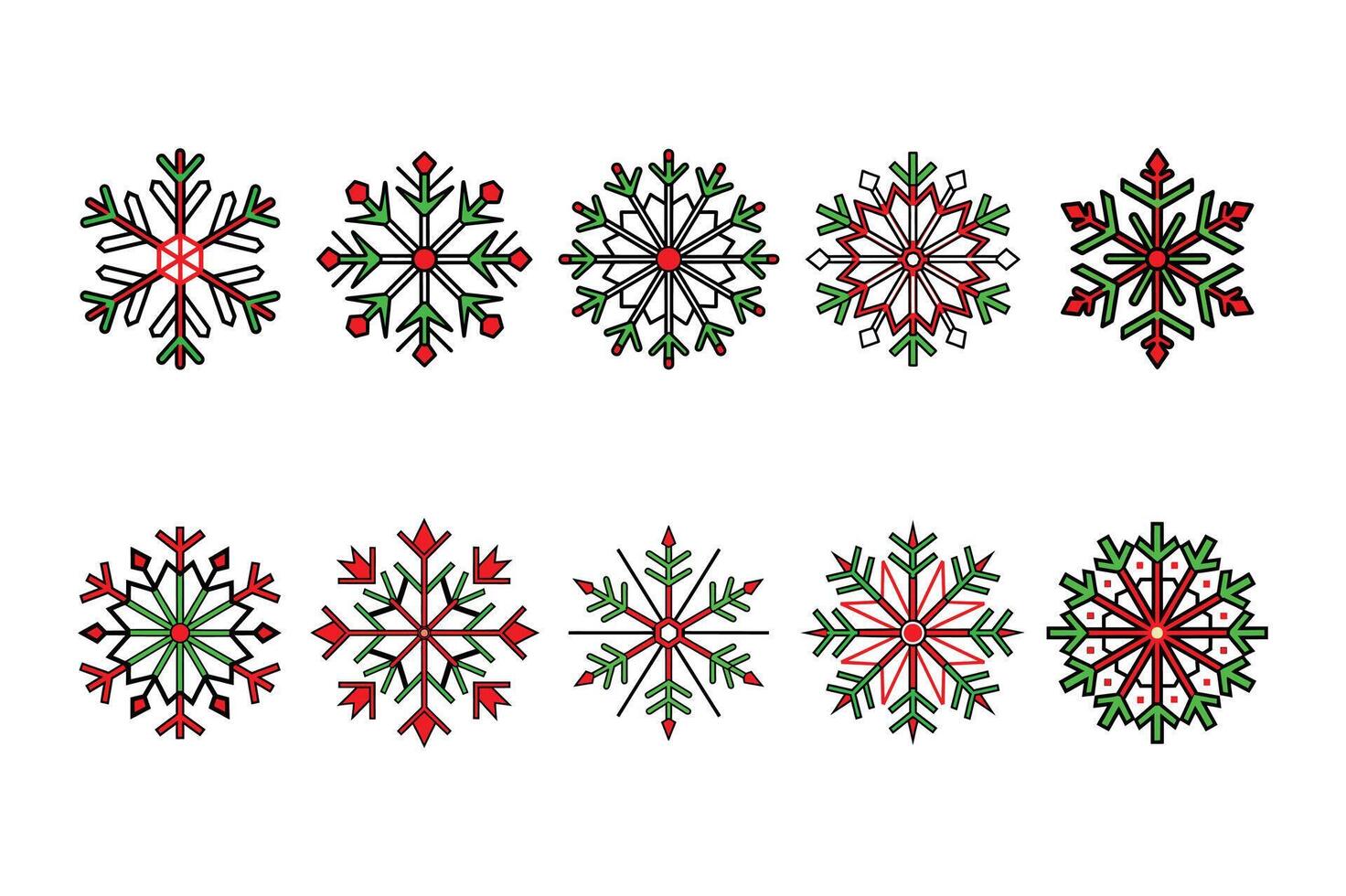 Snowflake bundle line art illustration vector