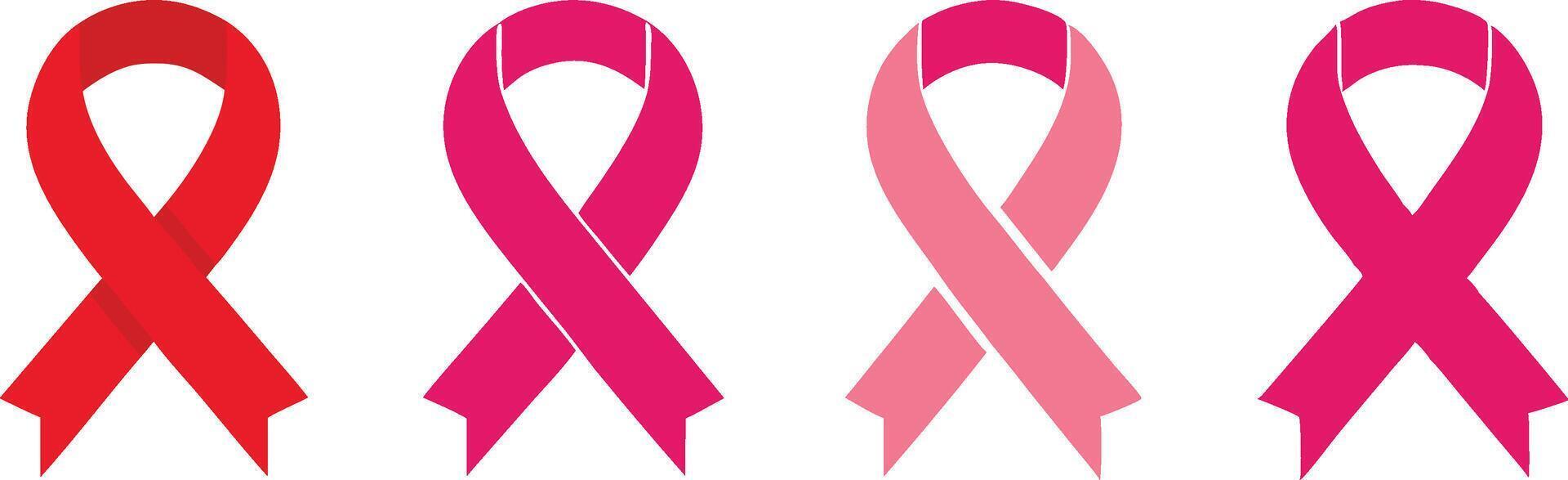 4 difference style of ribbon for cancer awareness.eps vector