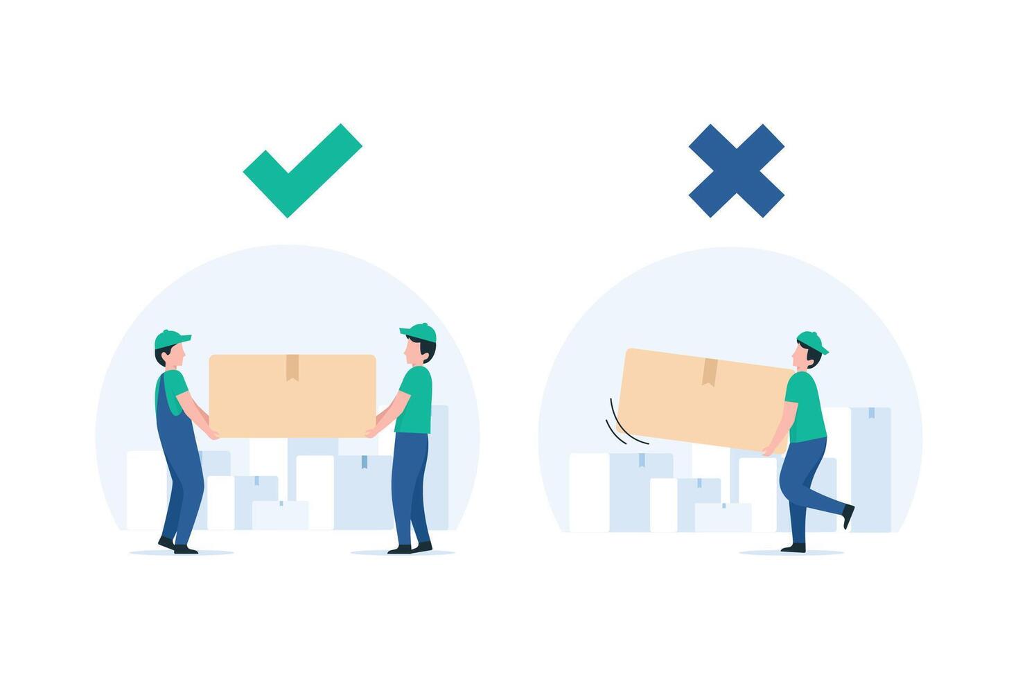 Warehouse Staff Operating Lifting Equipment Safely. Illustration vector