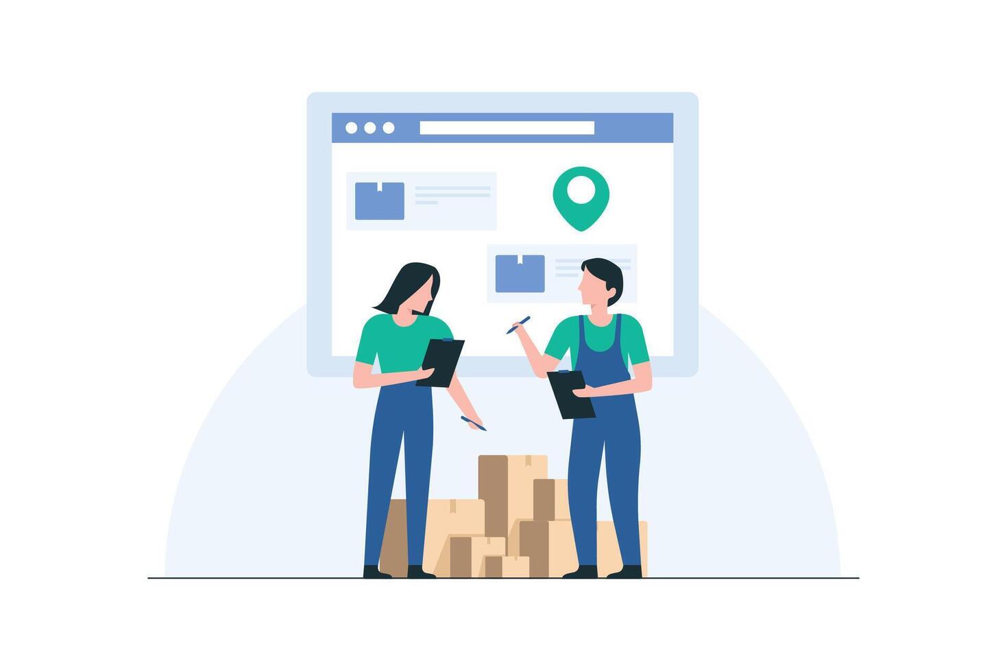 Warehouse Team Ensuring Accurate Inventory Counts. Illustration vector