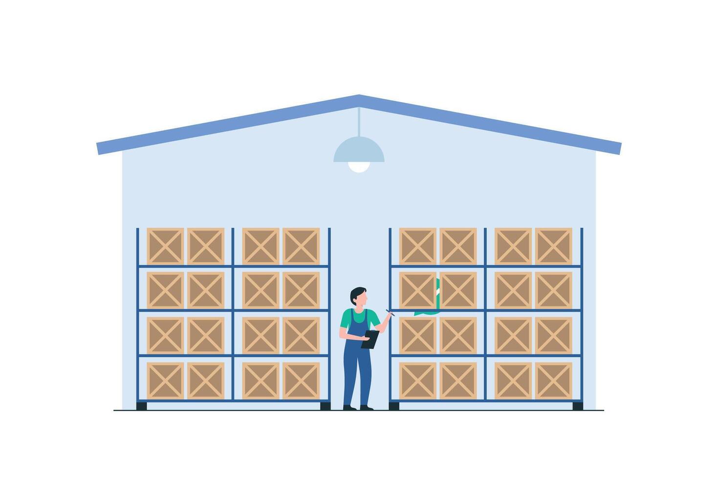 Inventory Audits. Warehouse Staff Conducting Inventory. Illustration vector