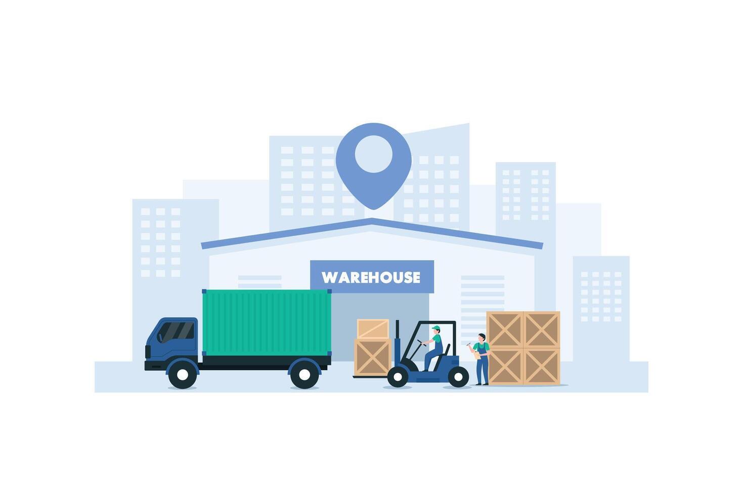Warehouse Loader Arranging Cargo for Shipmen. Illustration vector