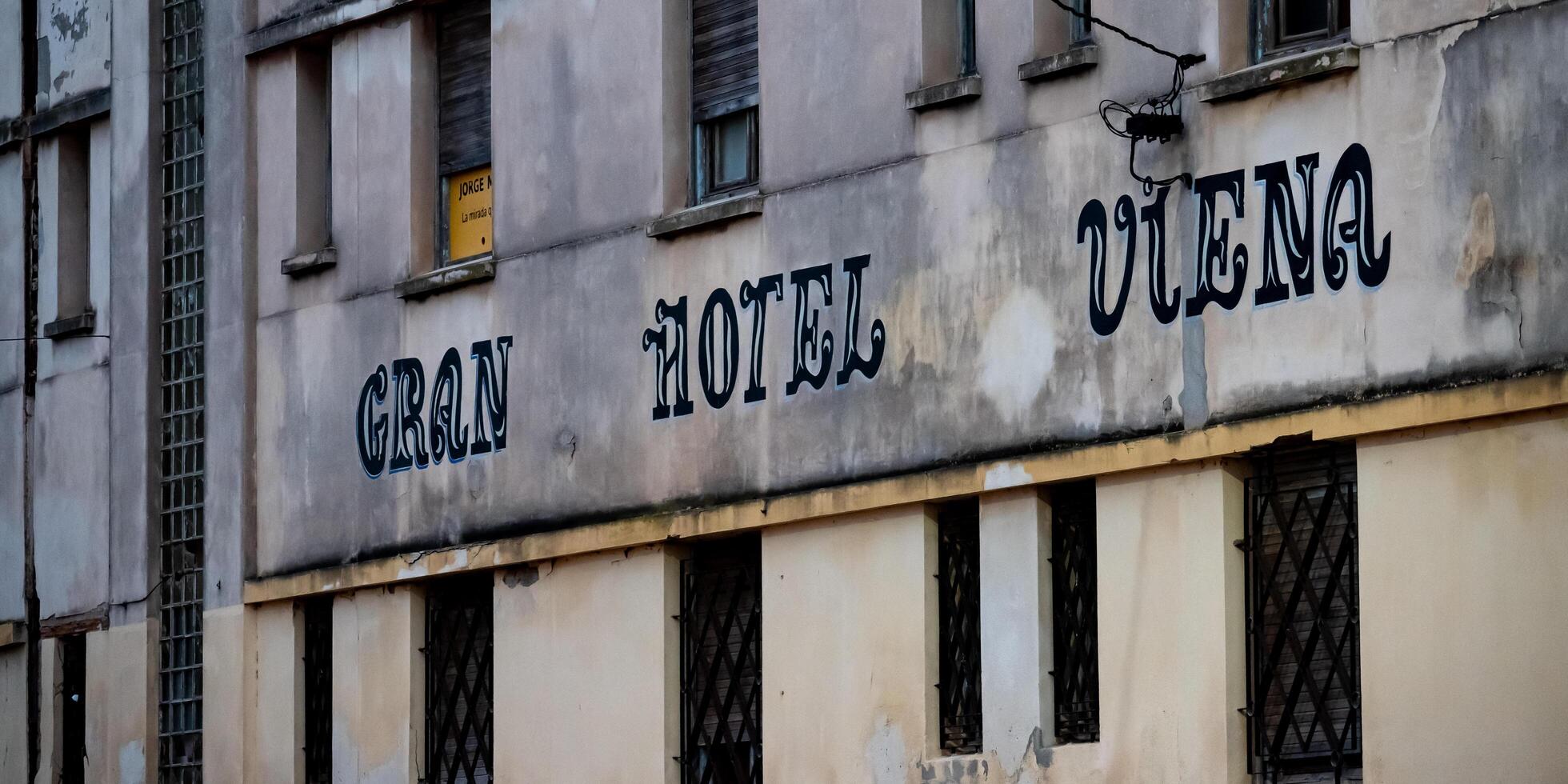Miramar, Cordoba, Argentina - June 22, 2024 - Facade of the Gran Hotel Vienna located on the shores of the Mar Chiquita lagoon. photo