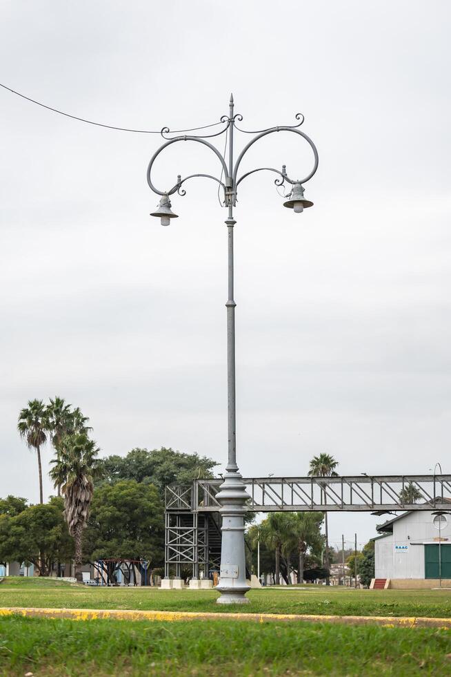 Balnearia, Cordoba, Argentina - June 21, 2024 - Train station lantern. photo