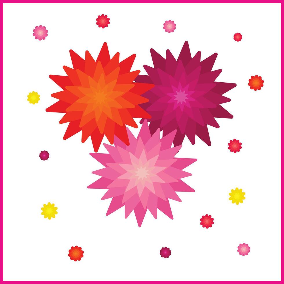 a flower card with pink and yellow flowers vector