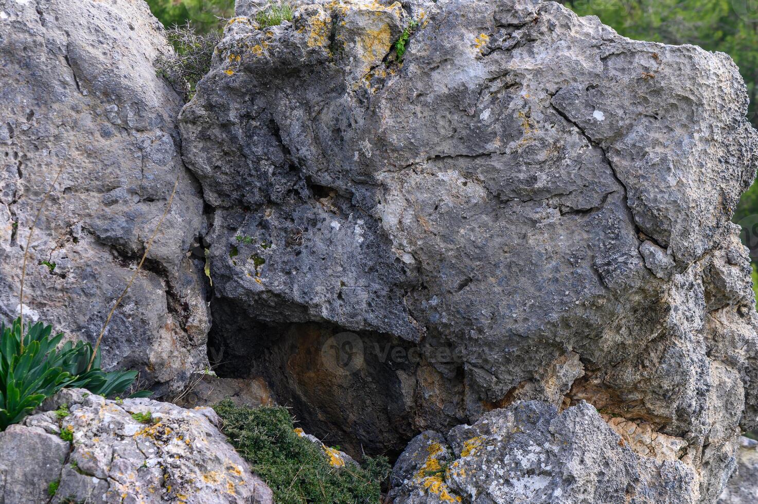 boulders and rocks gorge on the island of Cyprus on a spring day photo