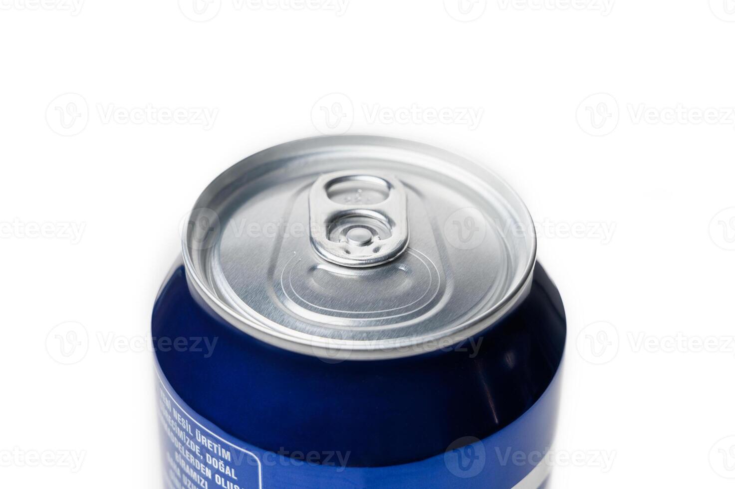 metallic can on white background photo