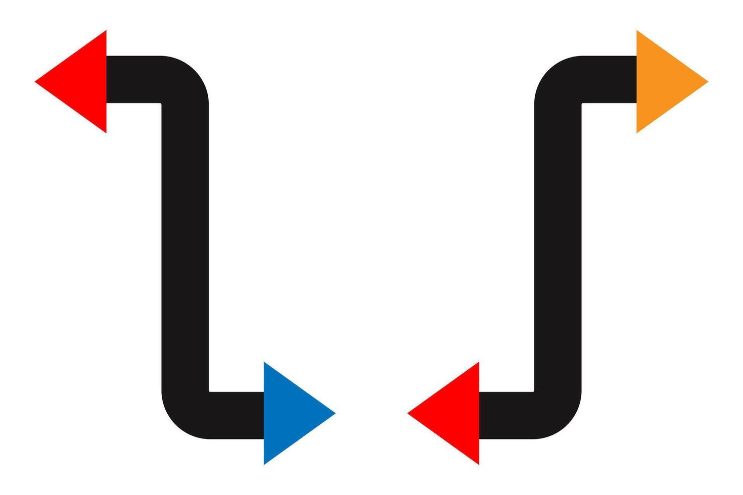 Glyph icon turn left and right backward arrow icons. vector