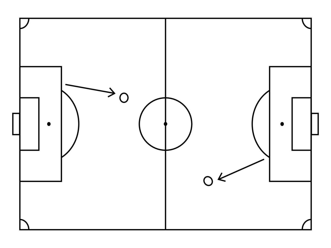 Soccer pitch football field boundary illustration. vector