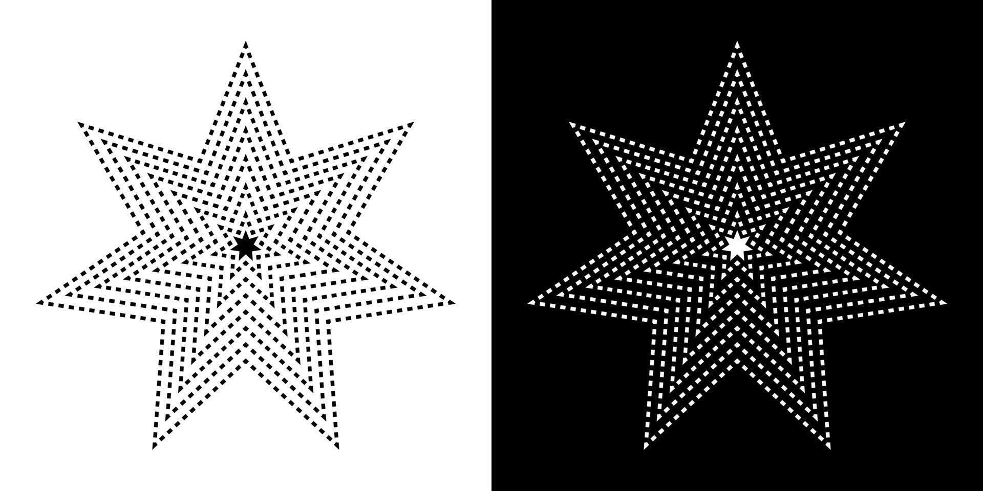 Geometric optical starburst icon illusion concentric radial star shapes. vector