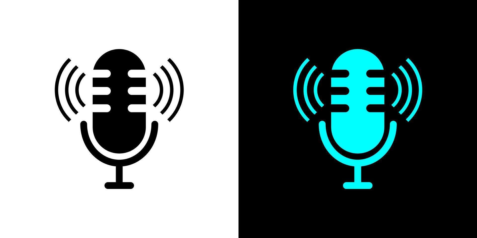 Sound wave player podcast microphone . vector