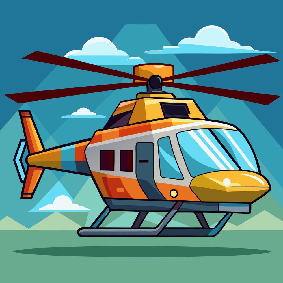 Vibrant Helicopter Color Illustration Design Artwork vector