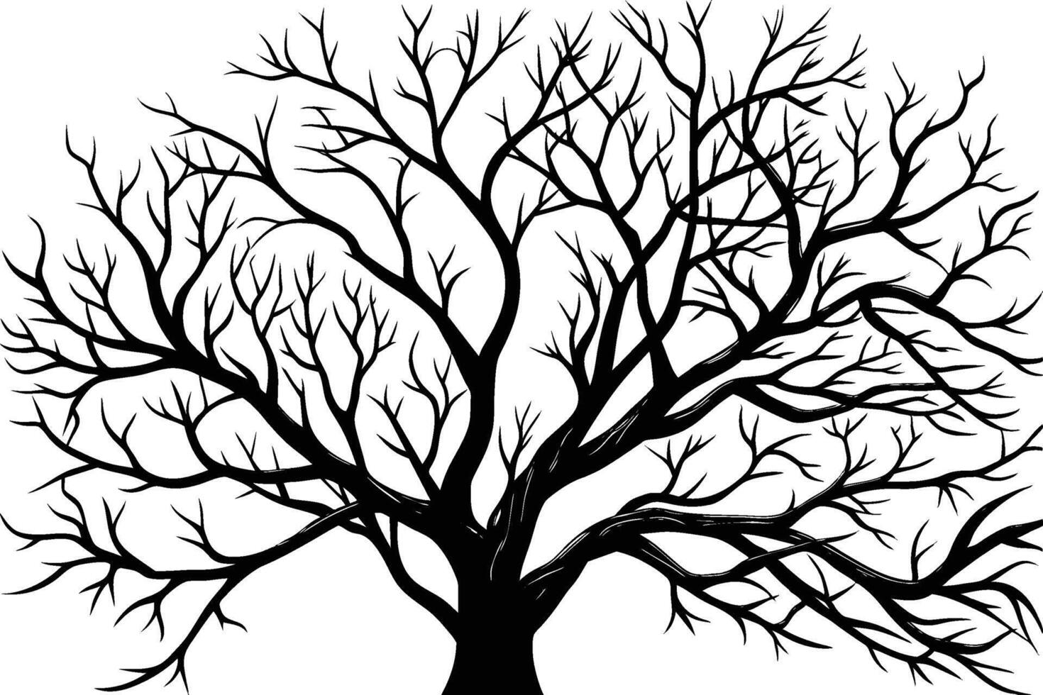 Tree without leaf silhouette illustration white background vector