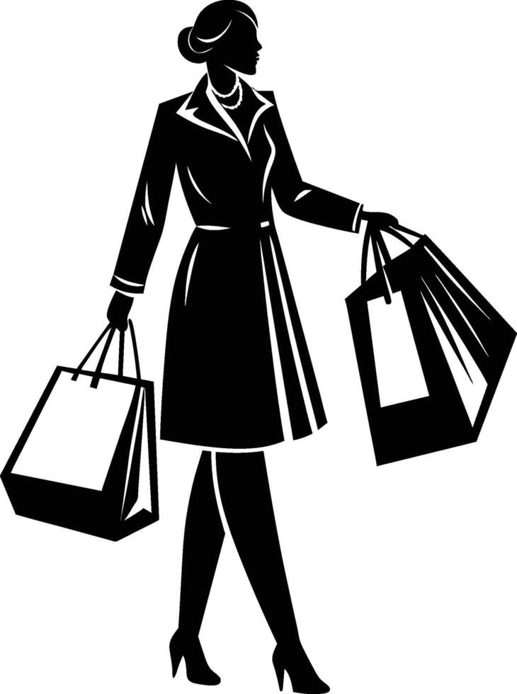 A silhouette of a shopper holding a bag illustration eps 10 vector
