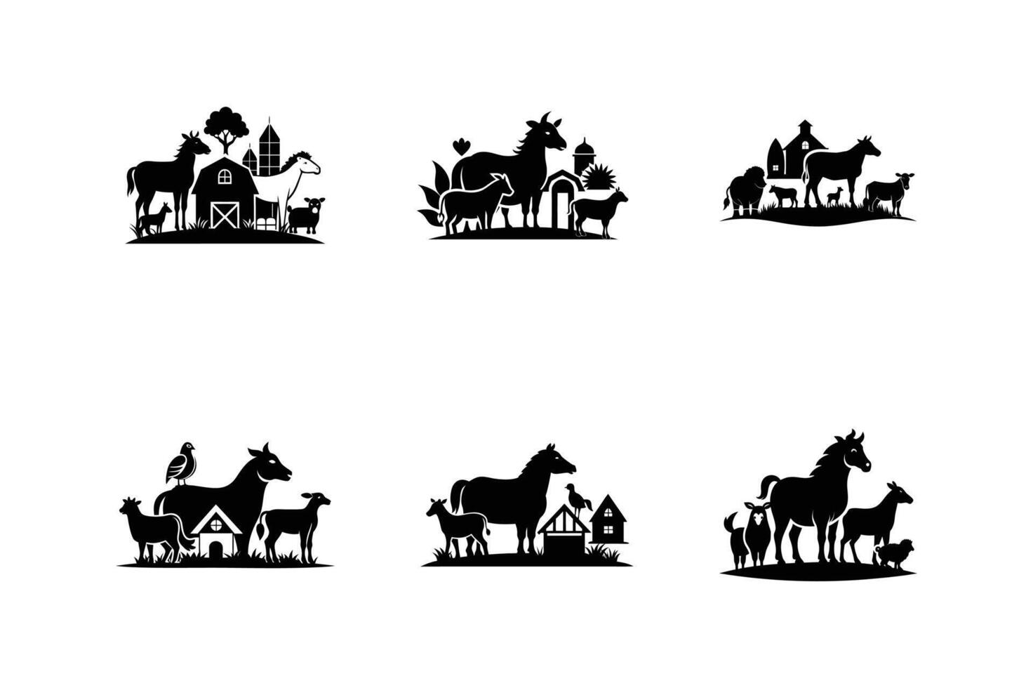 set of Farm Animals , illustration isolated on white background design style vector