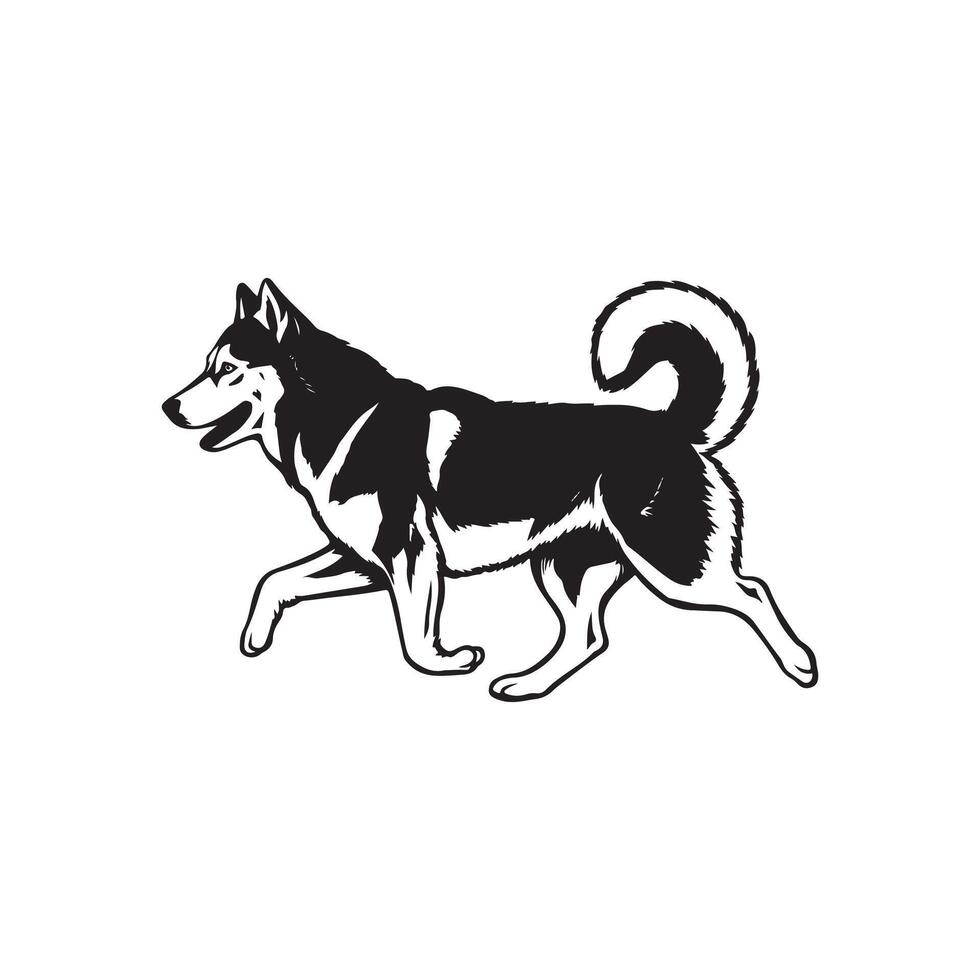 Siberian Husky dog silhouette, logo, design style vector
