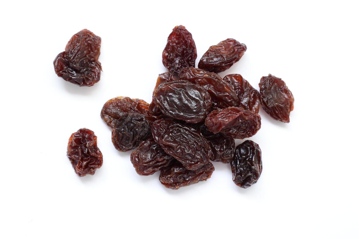 Dried fruit isolate on white background, dried grapes on white background photo