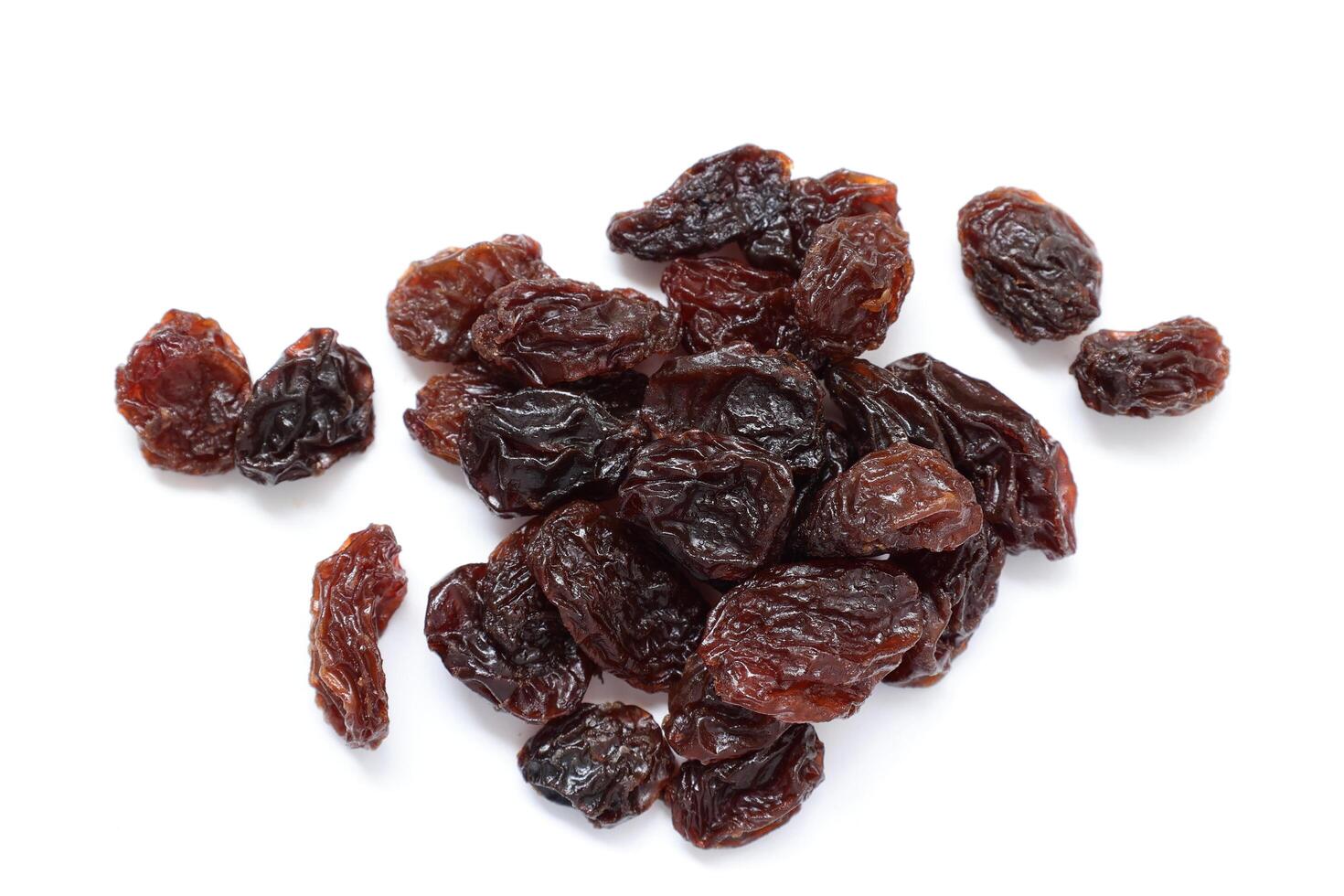 Dried fruit isolate on white background, dried grapes on white background photo