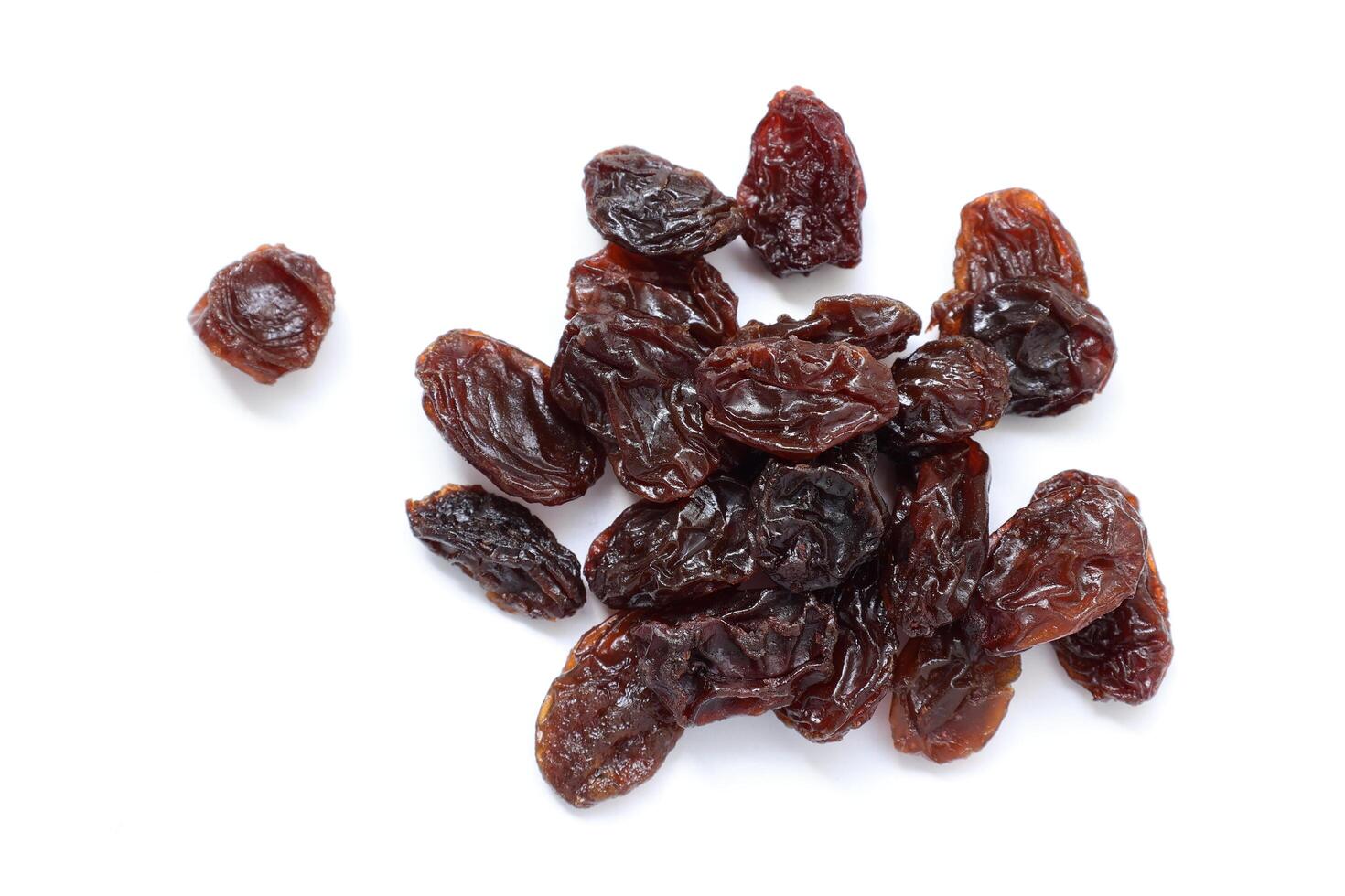 Dried fruit isolate on white background, dried grapes on white background photo