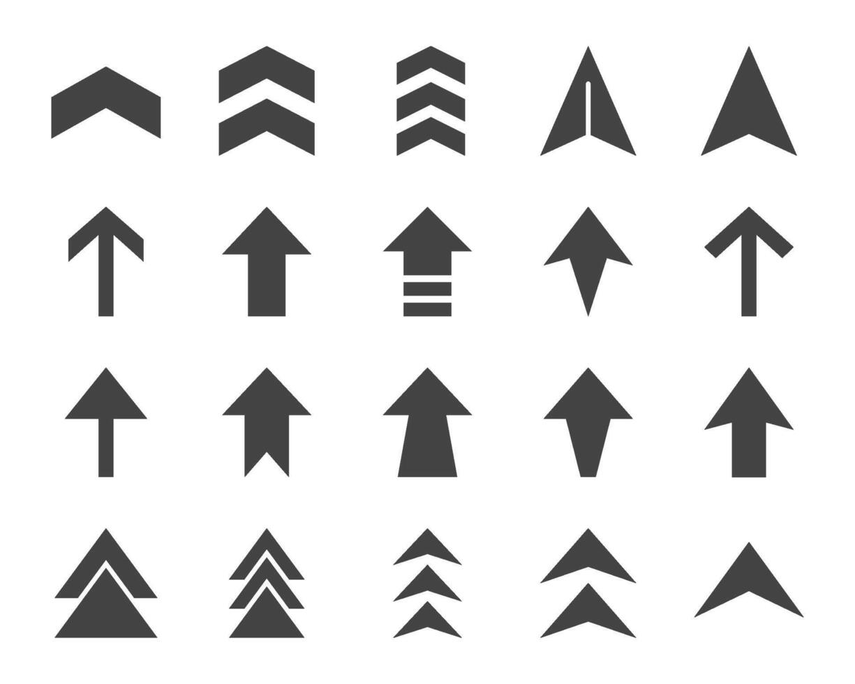 arrow solid icon set vector
