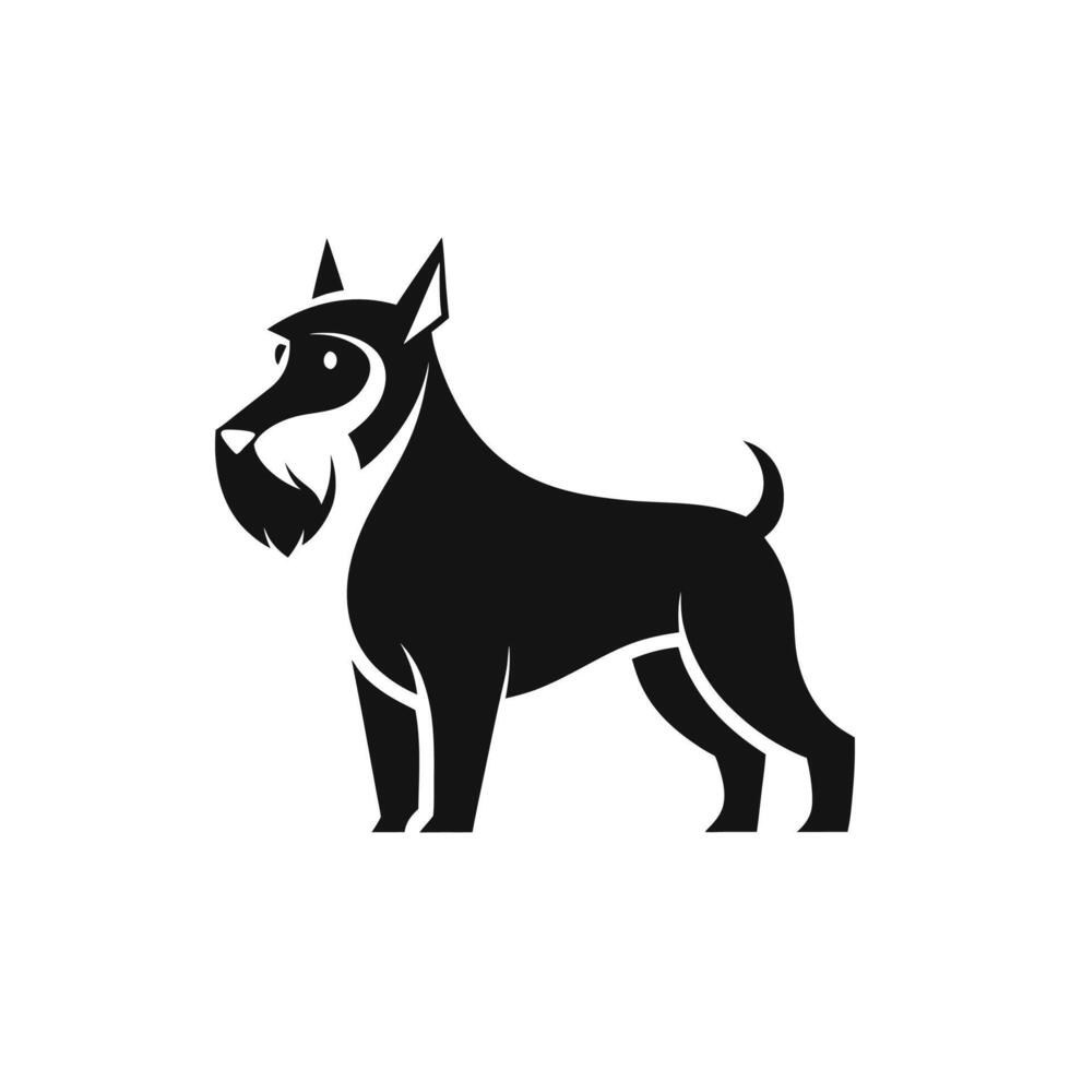 Miniature Schnauzer dog silhouette logo design black and white style vector