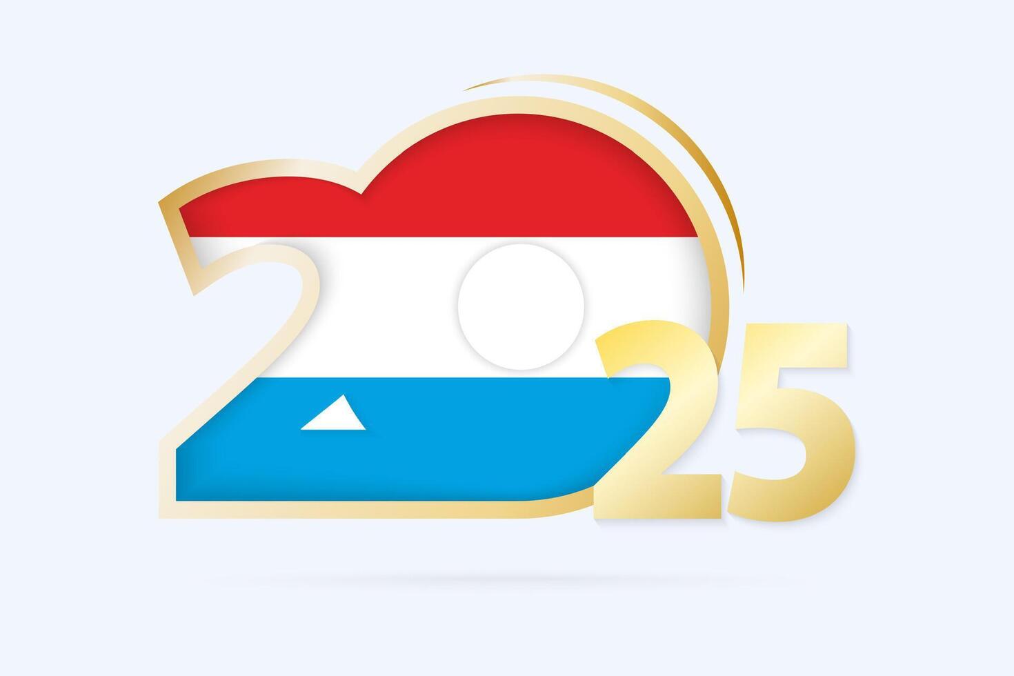 Year 2025 with Luxembourg Flag pattern. vector