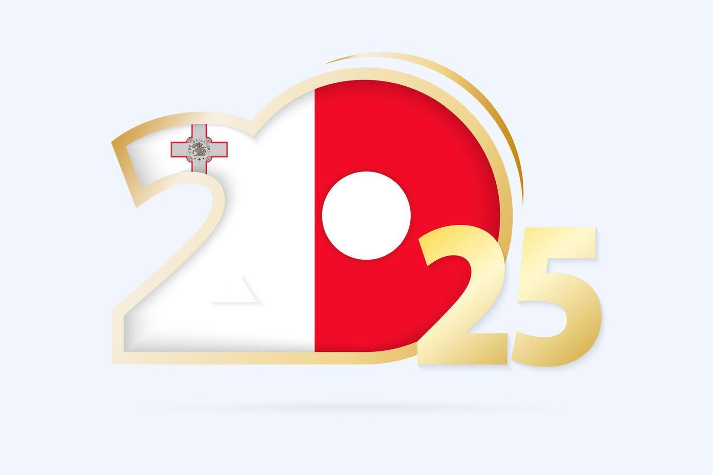 Year 2025 with Malta Flag pattern. vector