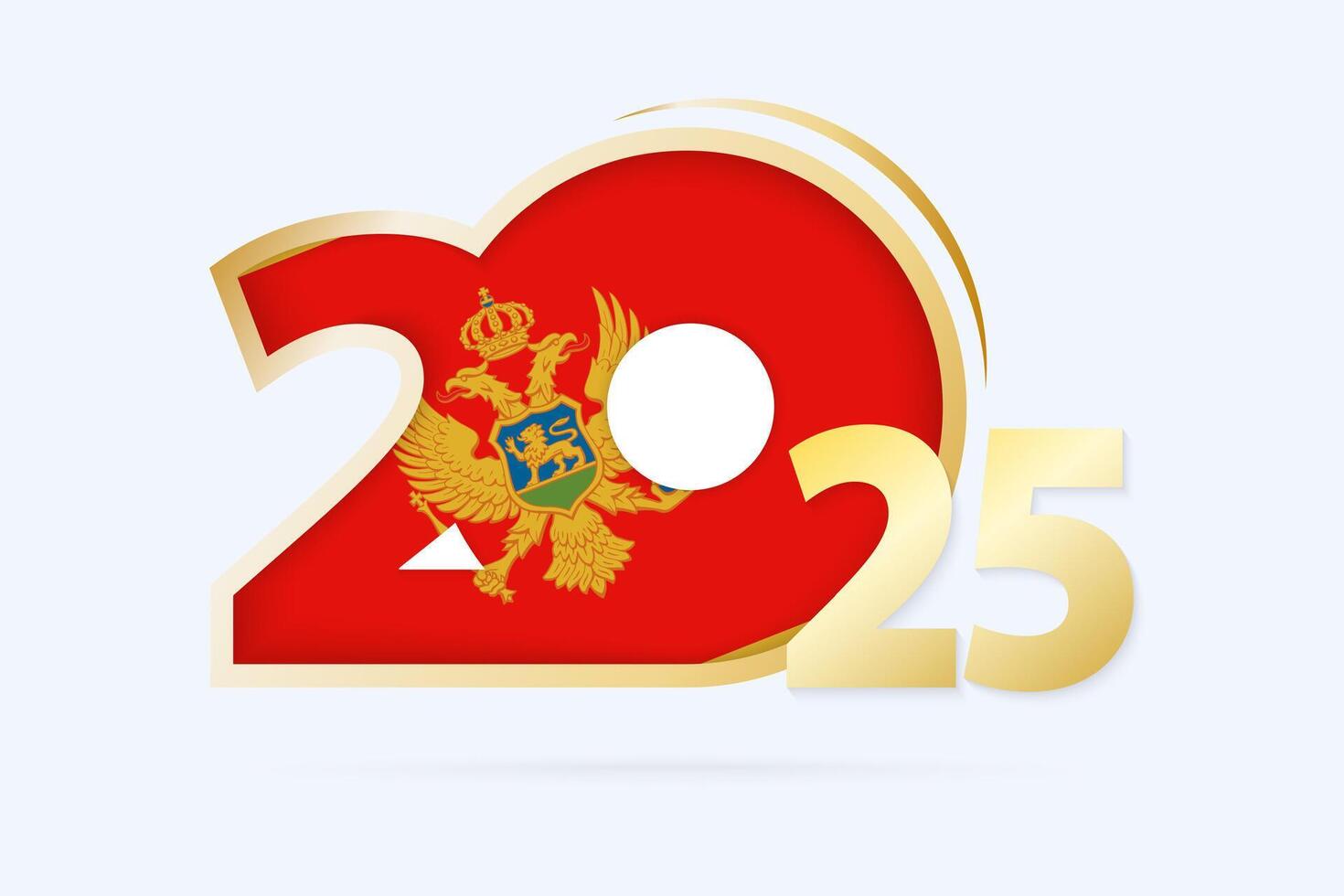 Year 2025 with Montenegro Flag pattern. vector