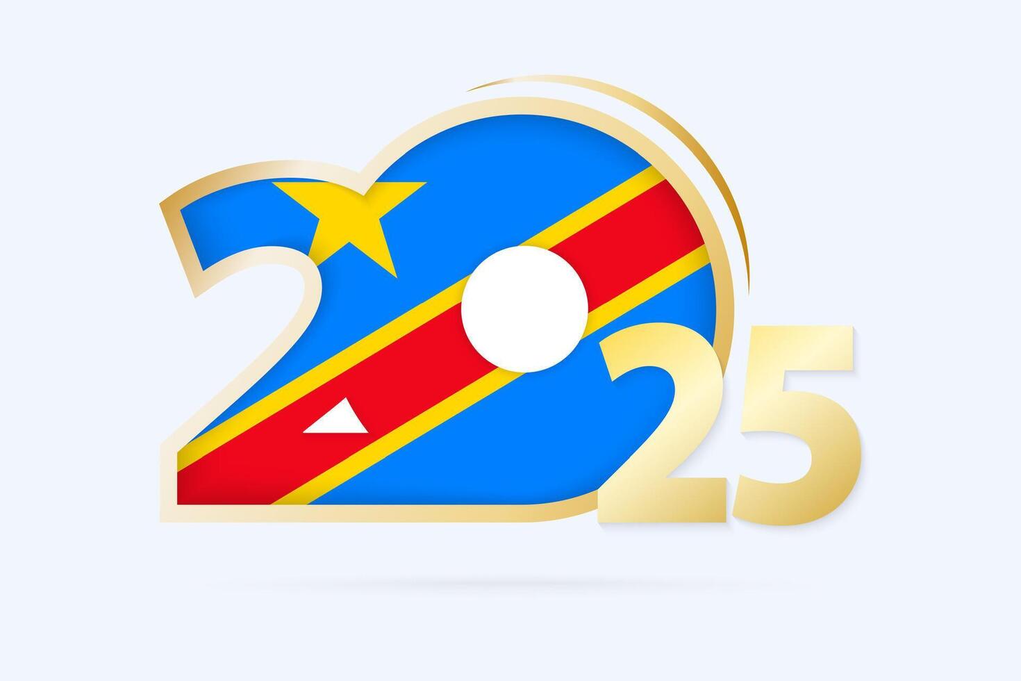 Year 2025 with DR Congo Flag pattern. vector