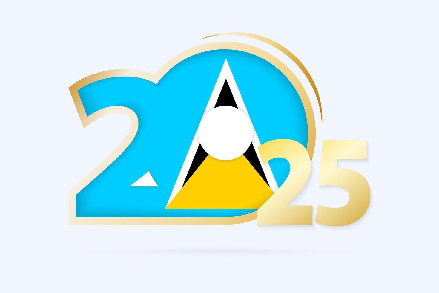 Year 2025 with Saint Lucia Flag pattern. vector