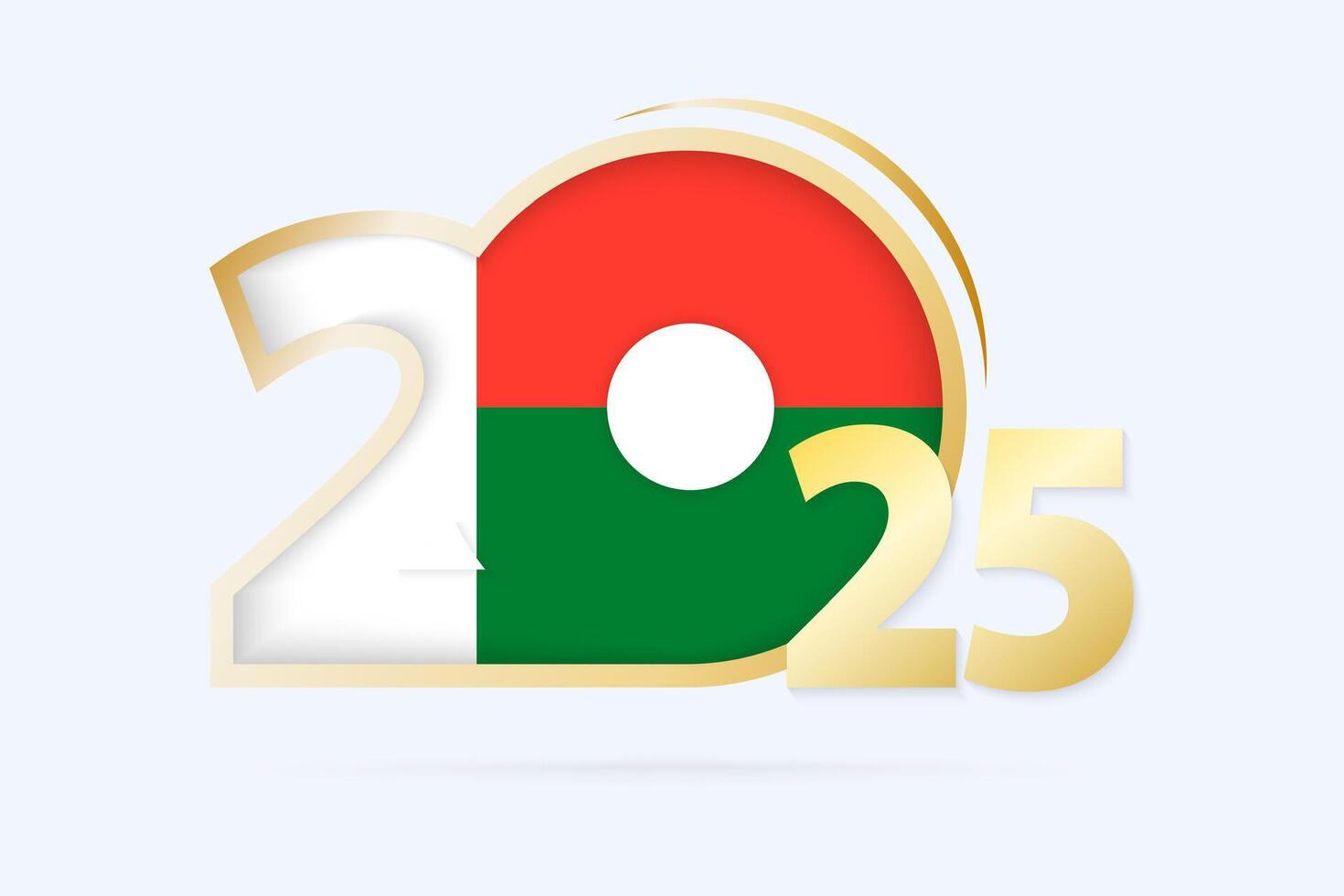 Year 2025 with Madagascar Flag pattern. vector