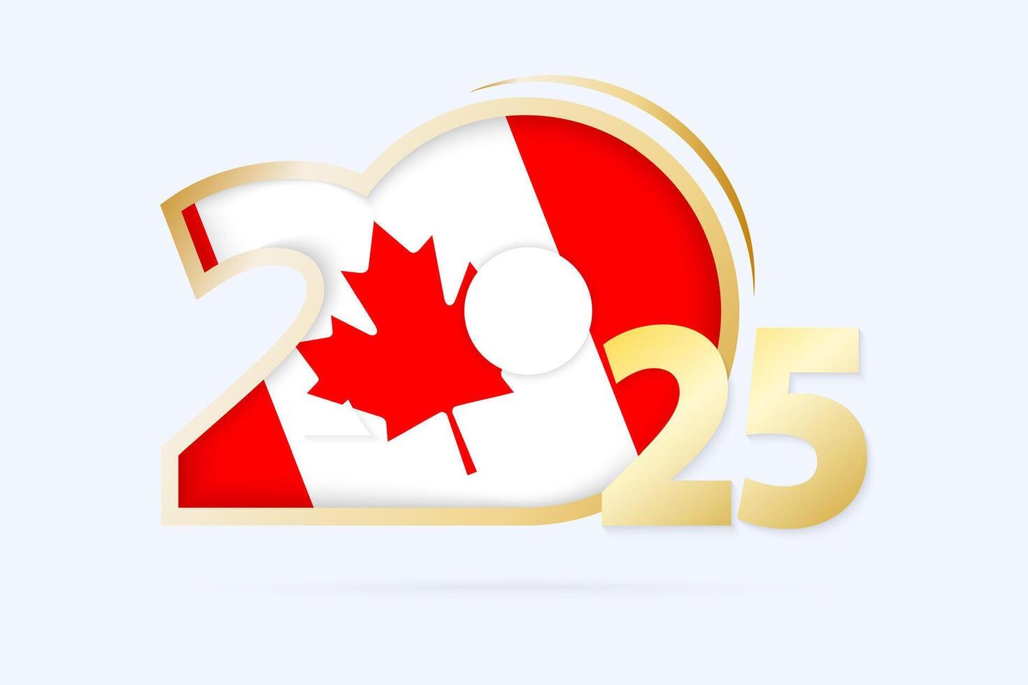 Year 2025 with Canada Flag pattern. vector