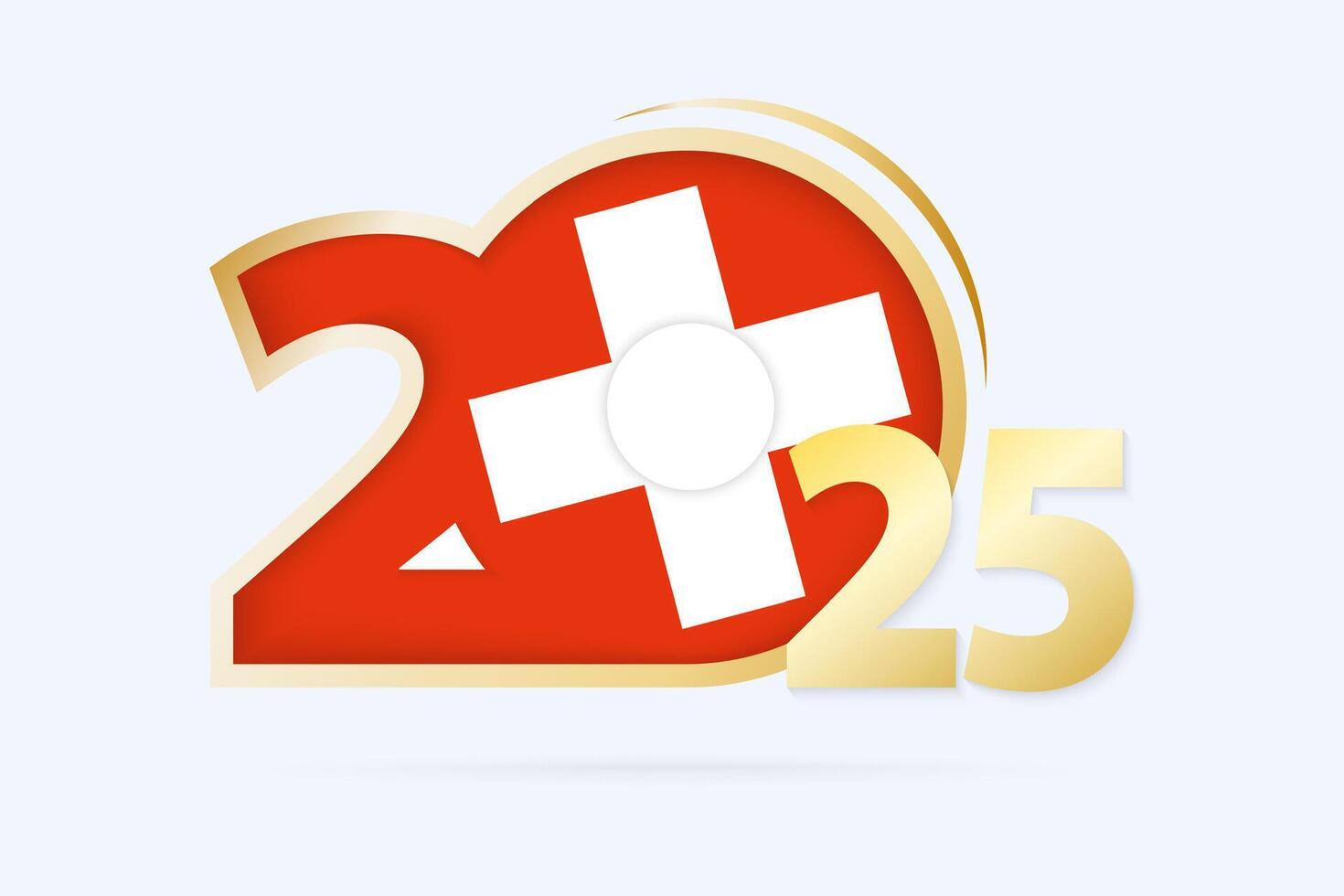 Year 2025 with Switzerland Flag pattern. vector