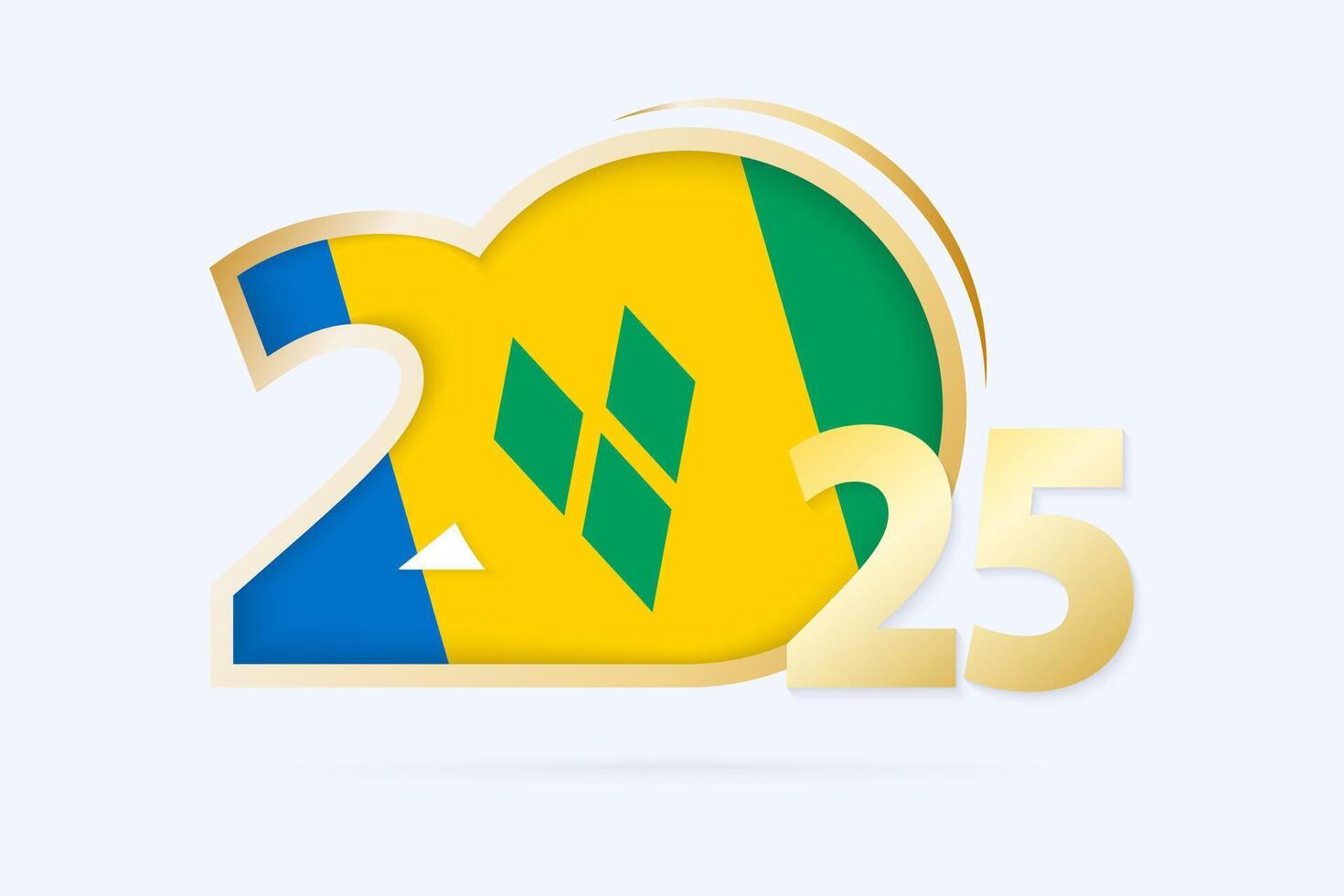 Year 2025 with Saint Vincent and the Grenadines Flag pattern. vector