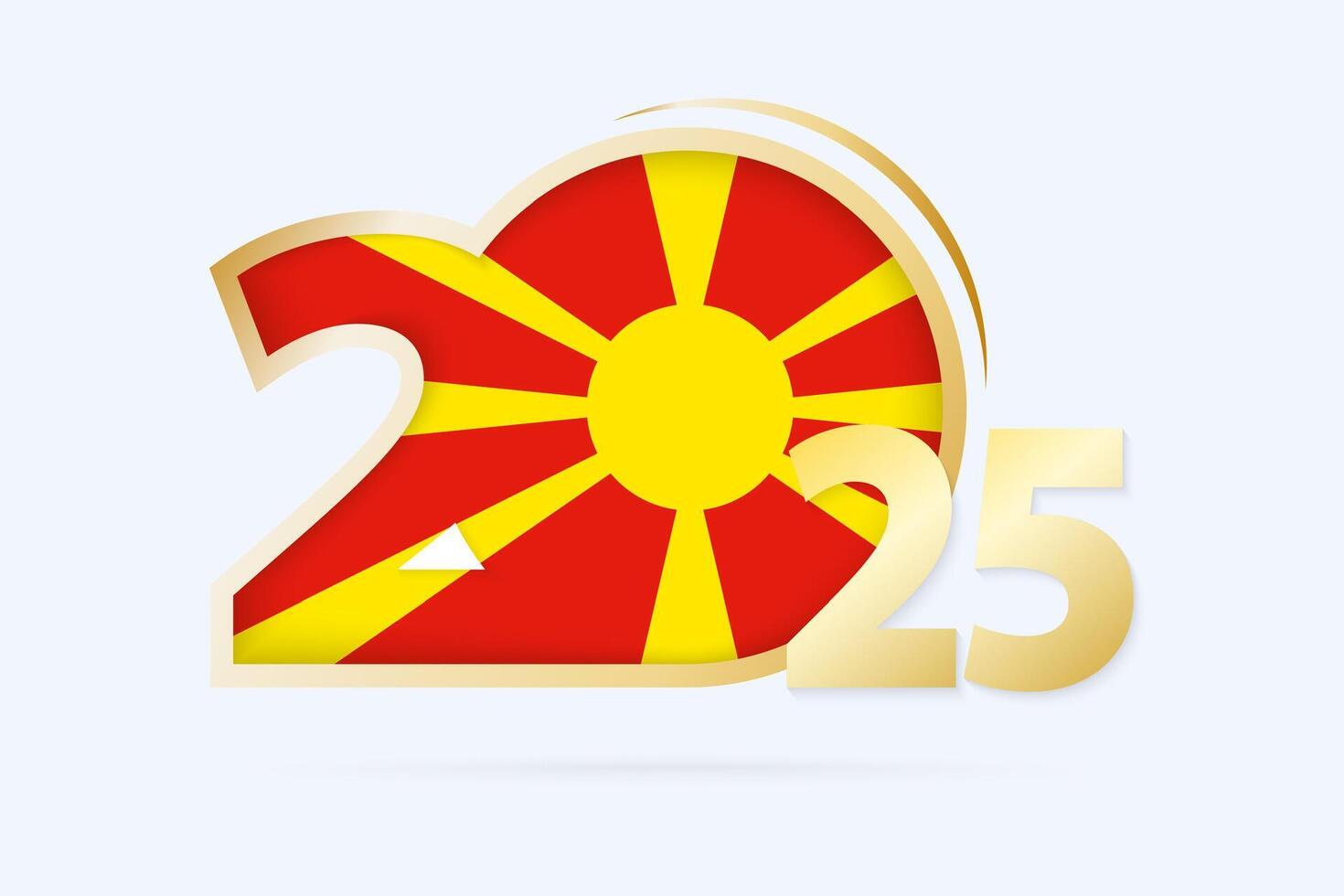 Year 2025 with Macedonia Flag pattern. vector