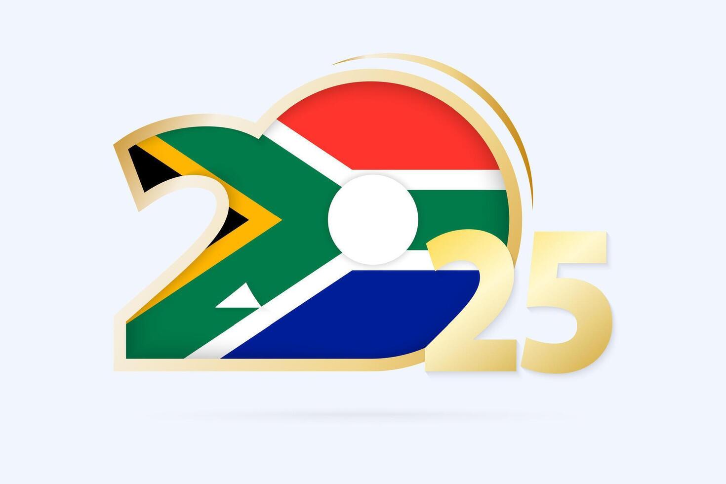 Year 2025 with South Africa Flag pattern. vector