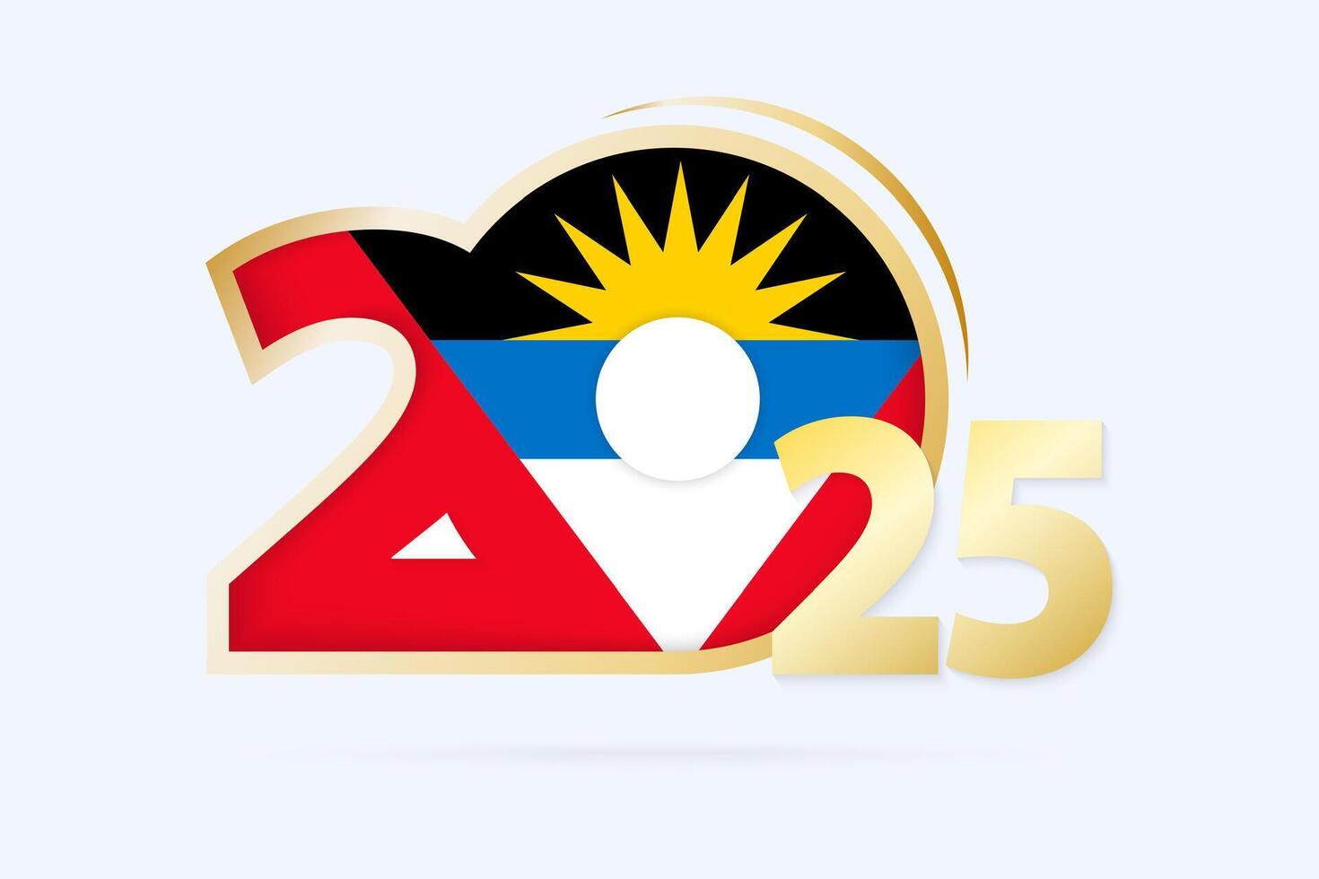 Year 2025 with Antigua and Barbuda Flag pattern. vector